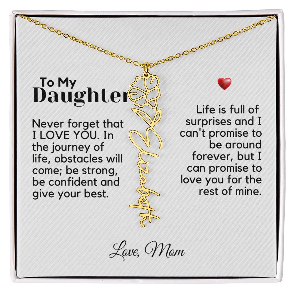 To My Daughter From Mom - Never Forget That - Flower Name Necklace