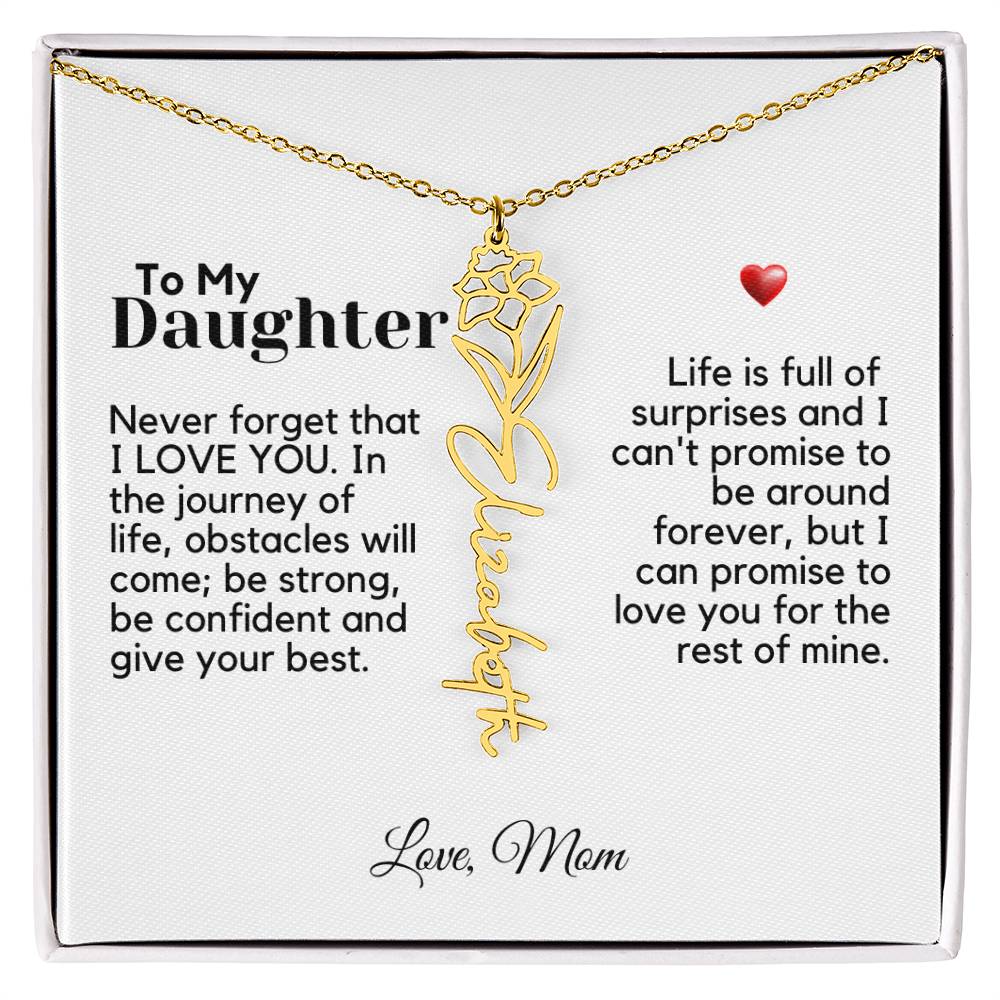 To My Daughter From Mom - Never Forget That - Flower Name Necklace