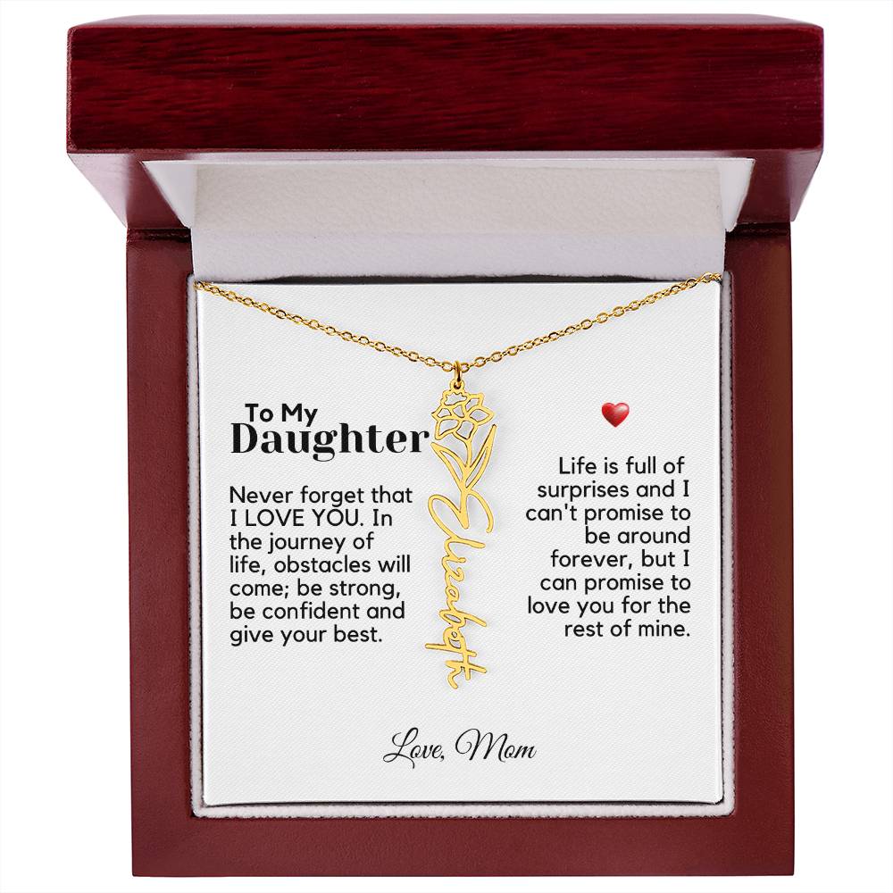 To My Daughter From Mom - Never Forget That - Flower Name Necklace